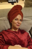 Hoofdhanddoek bio katoen - handmade - caramel